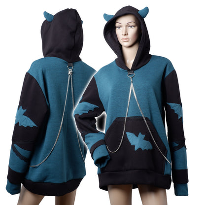 Demon Hoodie - Turquoise - Größe XL