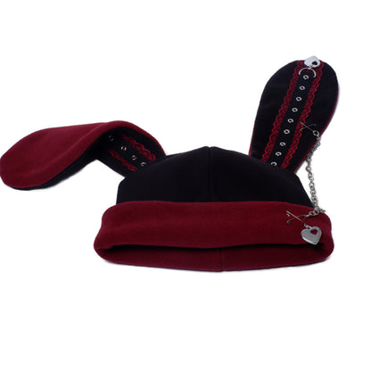 Bunny Beanie - Schwarz Bordeaux