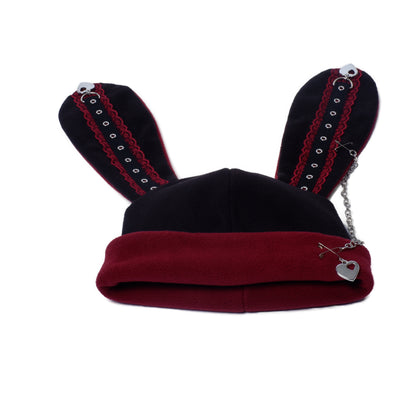 Bunny Beanie - Schwarz Bordeaux