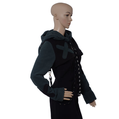 Kapuzenshrug - Gr. XS - mit Hasenohren - Crop Hoodie mit Ohr - Kapuzenbolero