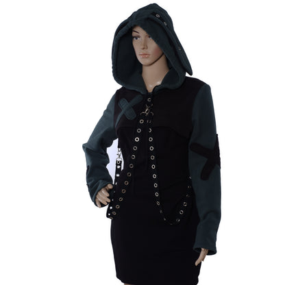 Kapuzenshrug - Gr. XS - mit Hasenohren - Crop Hoodie mit Ohr - Kapuzenbolero