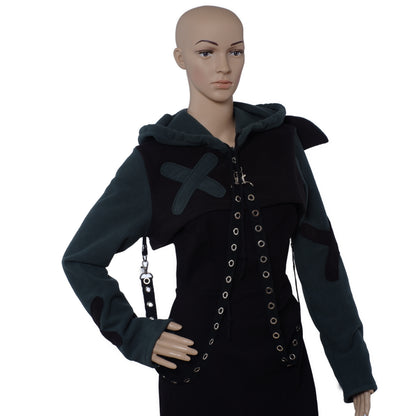 Kapuzenshrug - Gr. XS - mit Hasenohren - Crop Hoodie mit Ohr - Kapuzenbolero